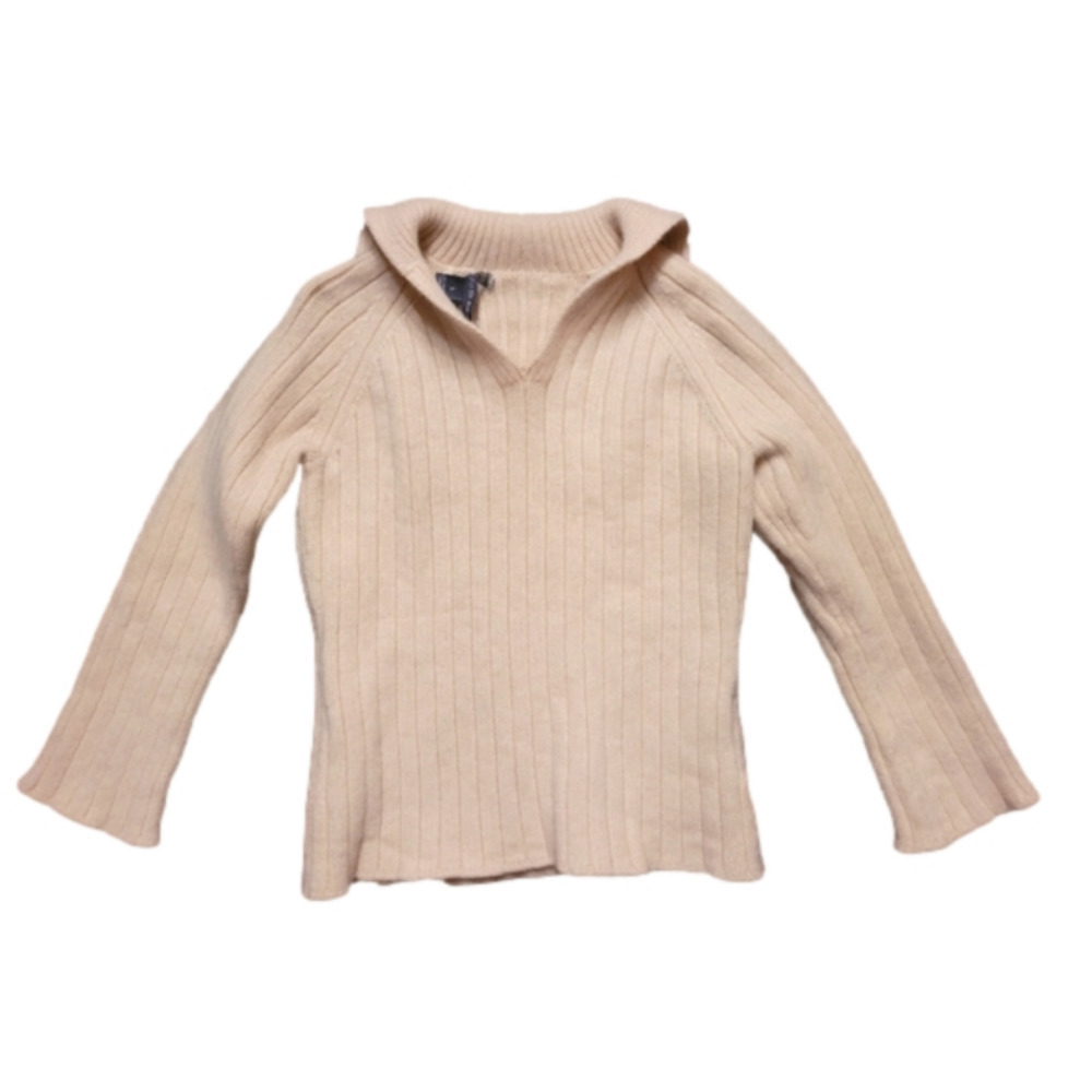 SAKS FIFTH AVENUE cream long sleeve sweater. Size L. EXCELLENT CONDITION!